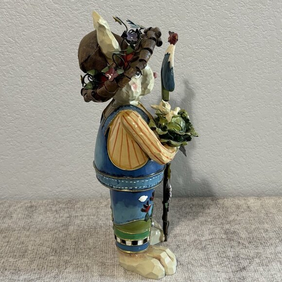 RARE UNIQUE FAUX CARVED WOOD BUNNY RABBIT FIGURINE 12” TALL - Picture 4 of 12